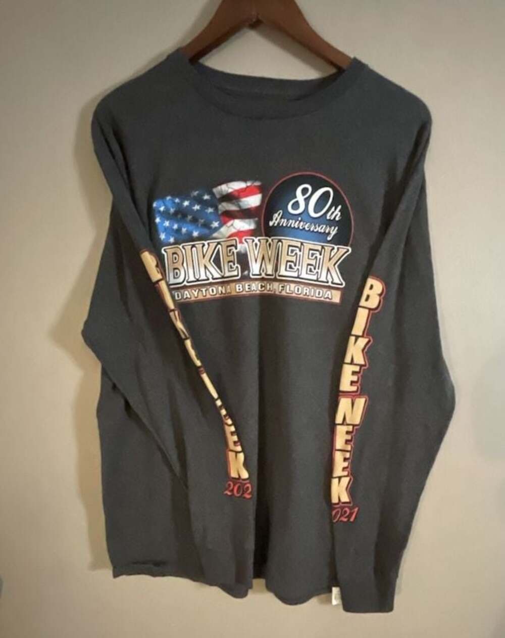 Daytona Beach Bike Week 80th Anniversary 2021 Long Sleeve Shirt XL